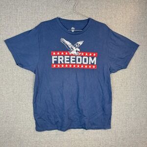 Freedom Eagle Graphic Print T Shirt Patriotic Americana USA‎ Red White Blue